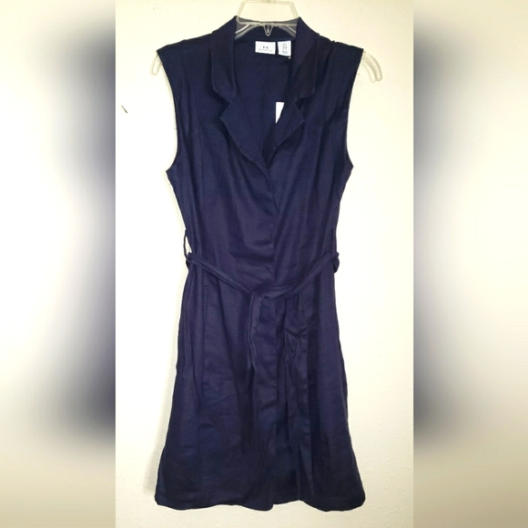 H by Halston Dresses & Skirts - H by Halston Sleeveless Linen Dress Navy Blue size 8. NWT